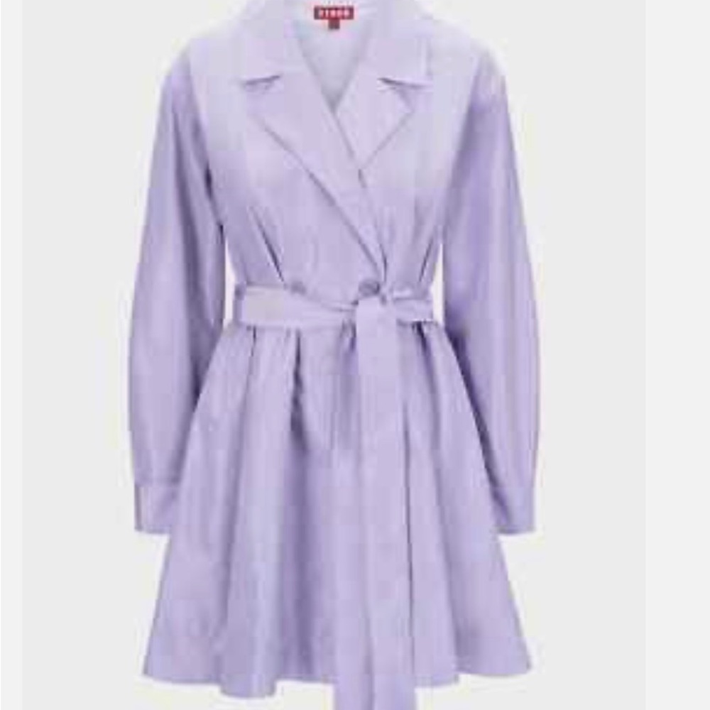 Staud Rina Lavender Wrap Trench Dress with Waist Tie